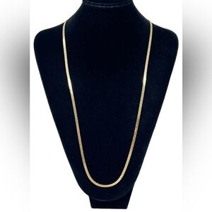 Vintage Monet Gold Plated Herringbone Chain Necklace 29”